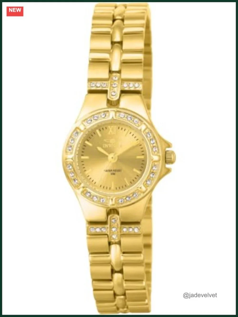 Swiss Quartz Gold Tone Stainless Steel Wrist Watch with Crystal Accents